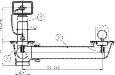Ablaufverbindung DN40 mit Ventilen 5/4" und Überlauf HL24U-5/4